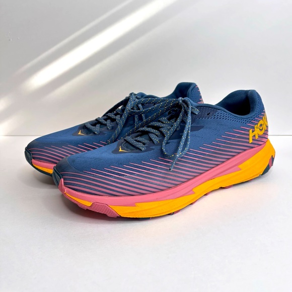 HOKA W Torrent 2 Blue Pink Gold Stripe  Running‎ Shoes Size 10 - Picture 3 of 12